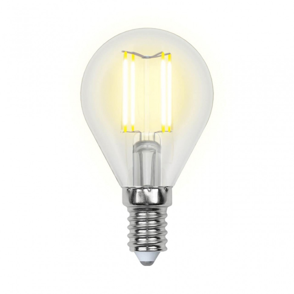 Филаментная светодиодная лампа E14 5W 3000К (теплый) Multibright Uniel LED-G45-5W-WW-E14-CL-MB GLM10TR (UL-00002369) LED-G45-5W/WW/E14/CL/MB GLM10TR картон - фото 1