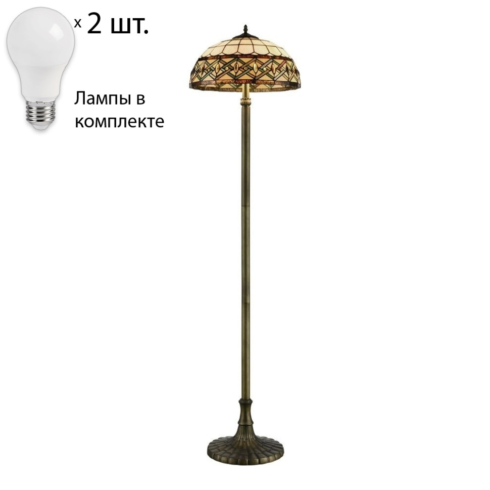Торшер с лампочками Velante Тиффани 859-805-02+Lamps, цвет бронза