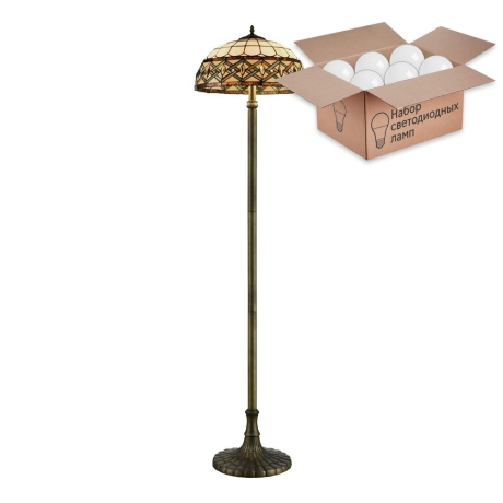 Торшер с лампочками Velante Тиффани 859-805-02+Lamps 
