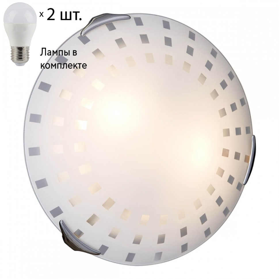 Потолочный светильник Sonex Quadro White с лампочками 162/K+Lamps E27 P45, цвет хром 162/K+Lamps E27 P45 - фото 1
