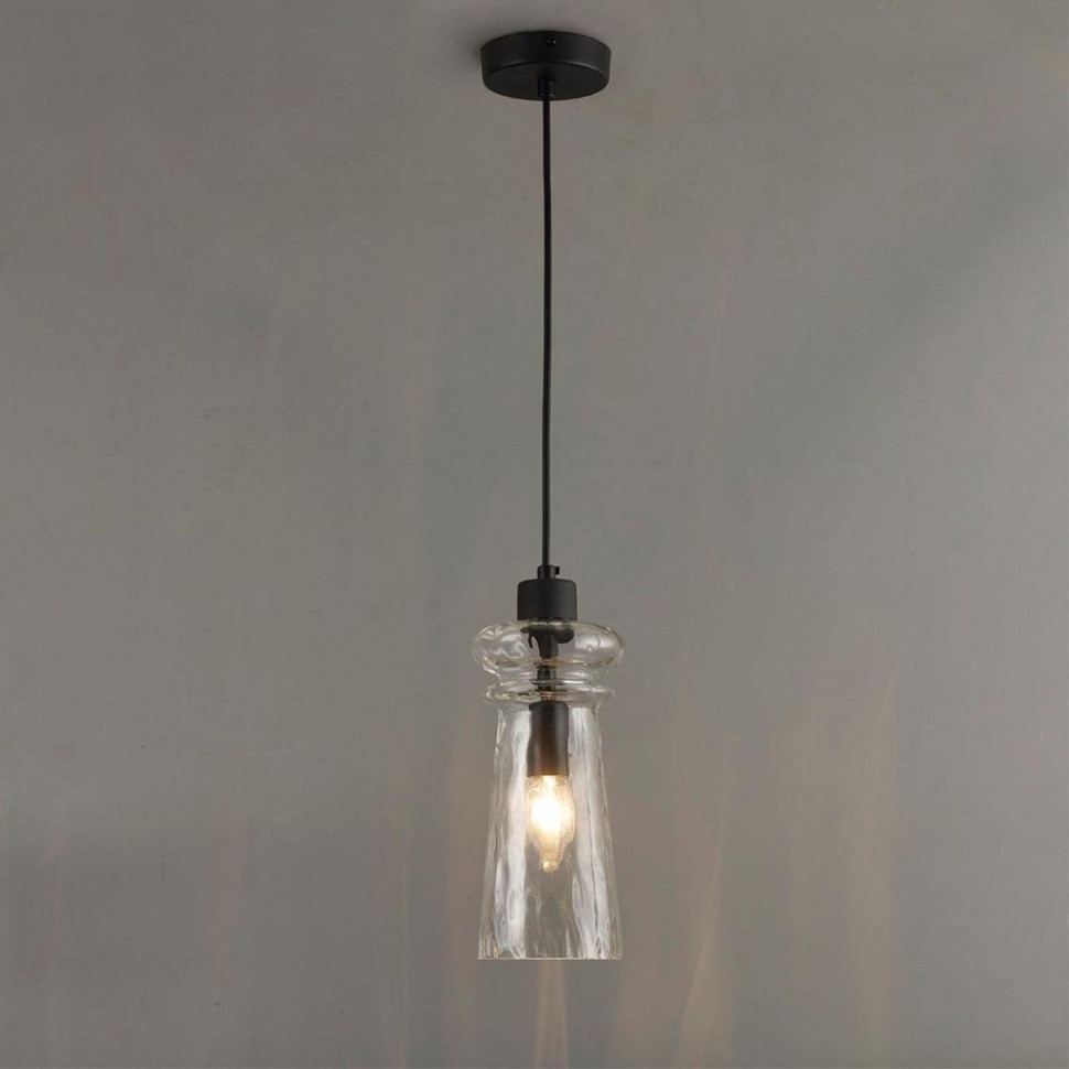 Подвесной светильник Odeon Pasti с лампочкой 4966/1A+Lamps E14 Свеча, цвет черный 4966/1A+Lamps E14 Свеча - фото 4