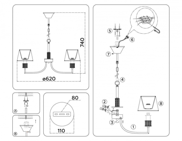 Подвесная люстра Ambrella Light High Light Classic LH71214 