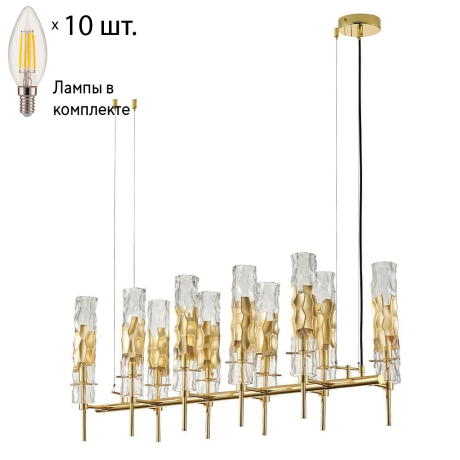 Подвесная люстра с лампочками CRYSTAL LUX Primavera SP10 Gold+Lamps 