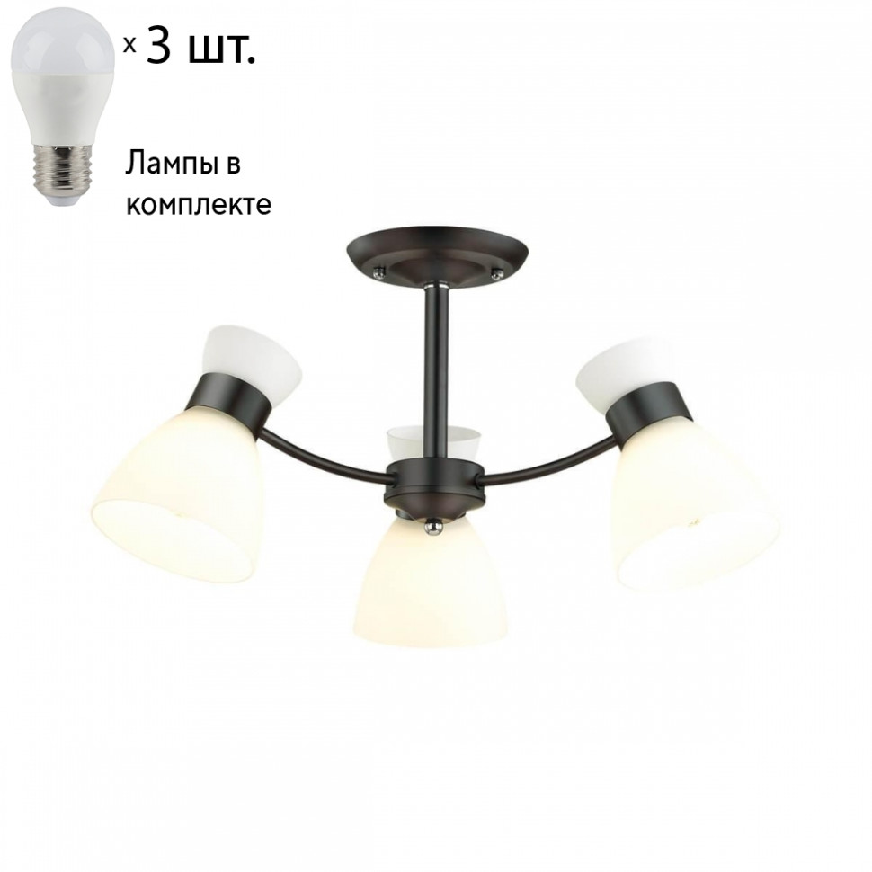 Потолочная люстра с лампочками LUMION 4534/3C+Lamps, цвет черный 4534/3C+Lamps - фото 1