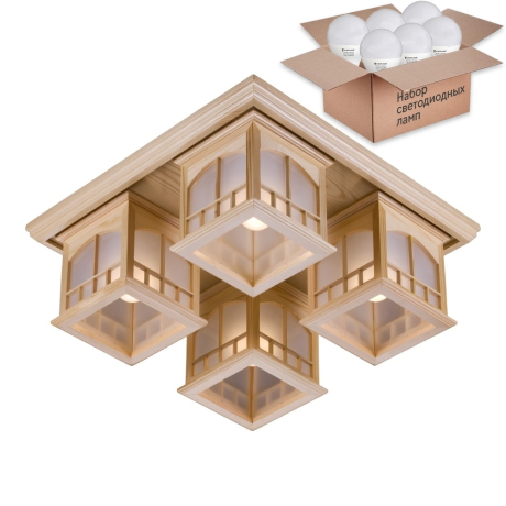 Потолочный светильник с лампочками Velante 513-717-04+Lamps E27 P45 