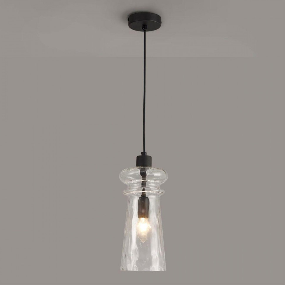 Подвесной светильник Odeon Pasti с лампочкой 4966/1+Lamps E14 Свеча, цвет черный 4966/1+Lamps E14 Свеча - фото 4