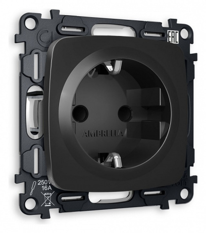 Розетка с заземлением и со шторкой, без рамки Ambrella Volt OMEGA MO807010