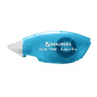 Нарушена упаковка! <796255> Клей-лента BRAUBERG STANDARD, 6 мм х 8 м, корпус матовый голубой, блистер, 273027