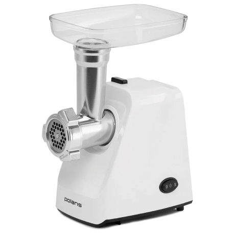 Мясорубка POLARIS 710332, 1800 Вт, производительность 2 кг/мин, 2 насадки, реверс, белый, 61222 (456730)