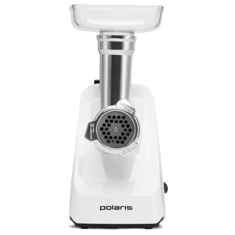 Мясорубка POLARIS 710332, 1800 Вт, производительность 2 кг/мин, 2 насадки, реверс, белый, 61222 (456730)