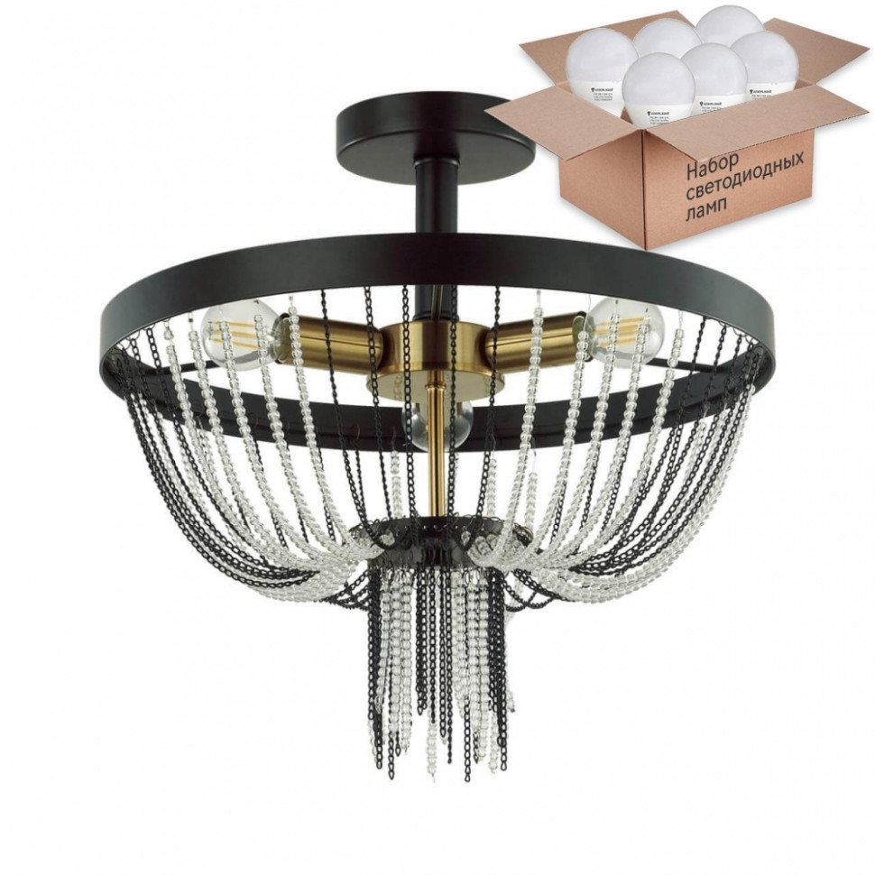 Люстра потолочная Lumion Elvis с лампочками 4560/3C+Lamps E14 P45, цвет черный 4560/3C+Lamps E14 P45 - фото 4