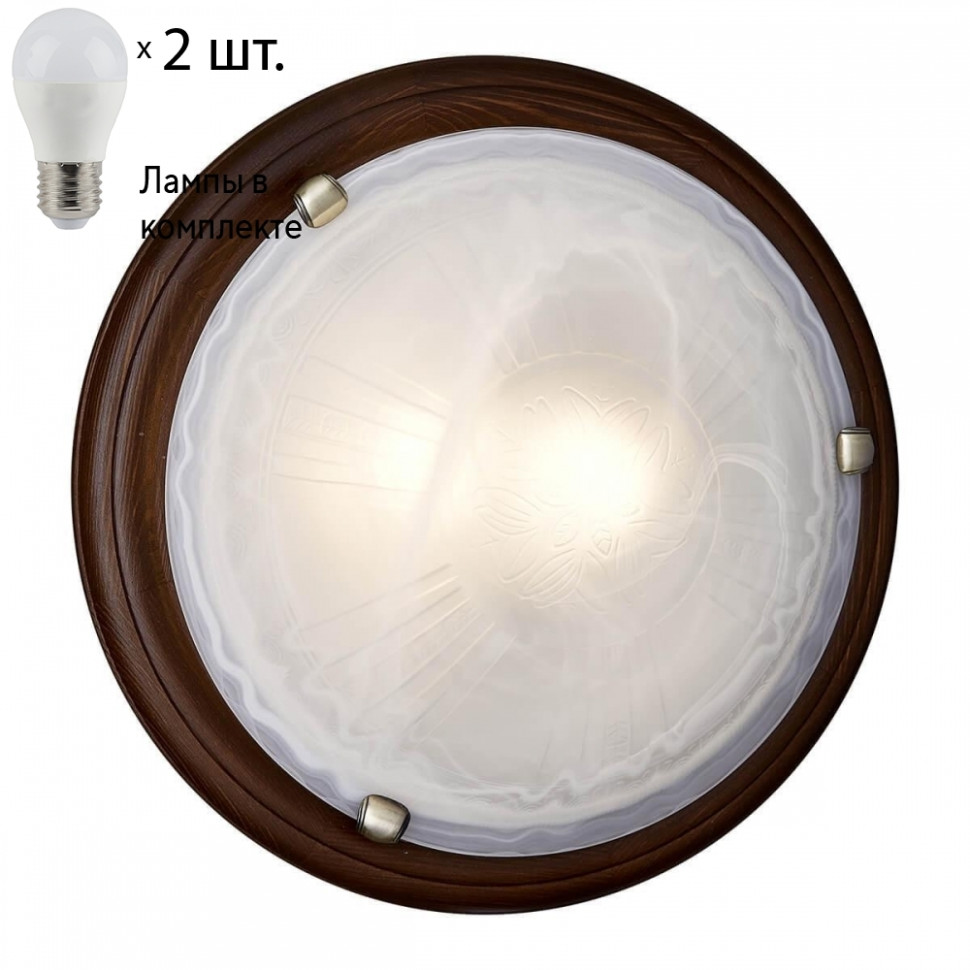 Потолочный светильник Sonex Lufe Wood с лампочками 136/K+Lamps E27 P45, цвет коричневый 136/K+Lamps E27 P45 - фото 1