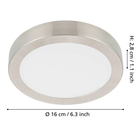 900583 Накладной светильник диммируемый FUEVA 5, 11W (LED), 3000K, ?160, сталь, матовый никель / пластик, белый Eglo 