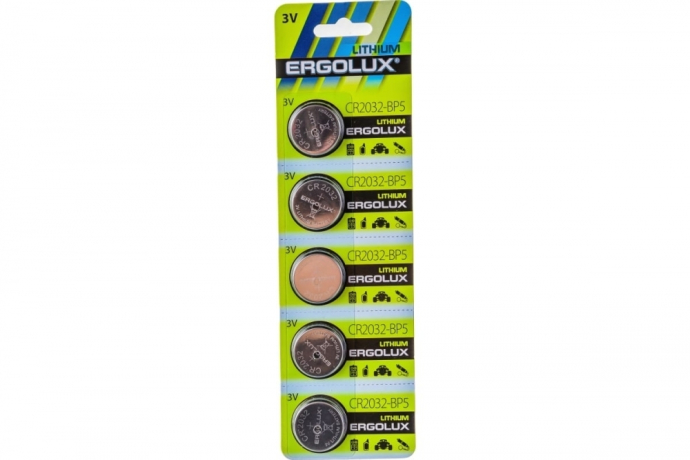 Нарушена упаковка!  <673841> Ergolux.CR2032 BL-5 (CR2032-BP5, батарейка литиевая,3V) (12051)