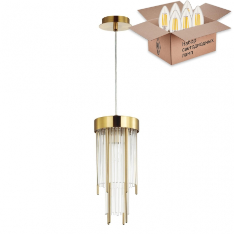 Подвесной светильник с лампочкой Odeon Light York 4788/1+Lamps E14 Свеча 