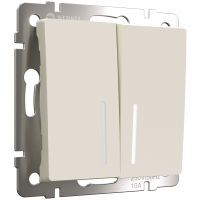 Выключатель двухклавишный с подсветкой без рамки Werkel айвори матовый W1120162