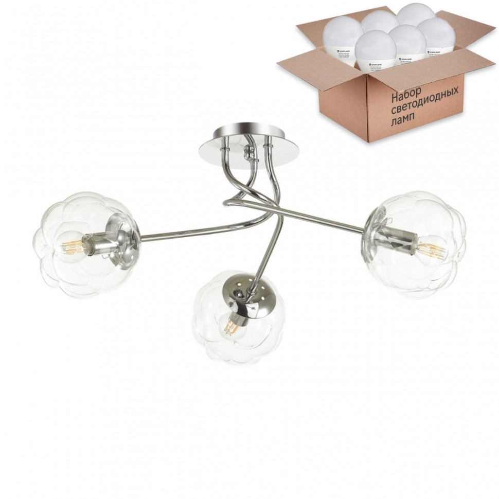 Люстра потолочная Lumion Breana с лампочками 4557/3C+Lamps E14 P45, цвет хром 4557/3C+Lamps E14 P45 - фото 4