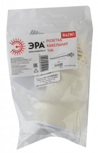 R4(W) Розетка кабельная c/з 16A прямой ввод белая Эра Б0019190