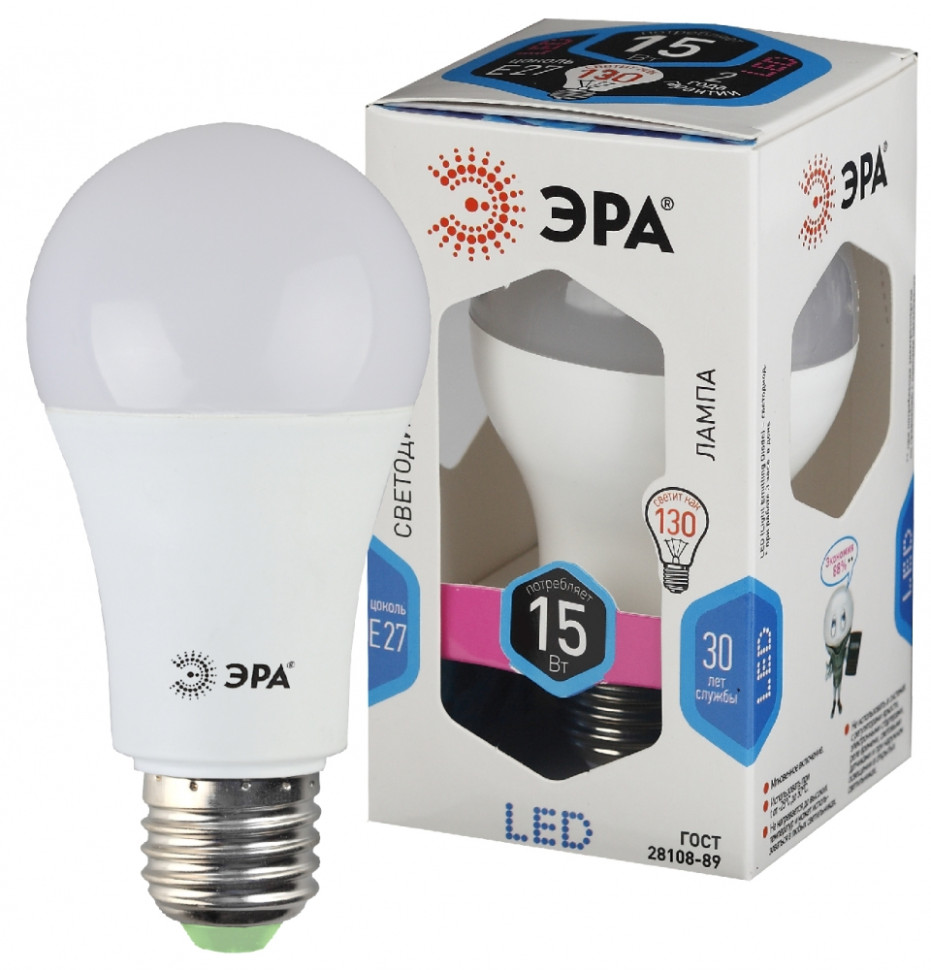 Светодиодная лампа Е27 15W 4000К (белый) Эра LED A60-15W-840-E27 (Б0033183) - фото 3