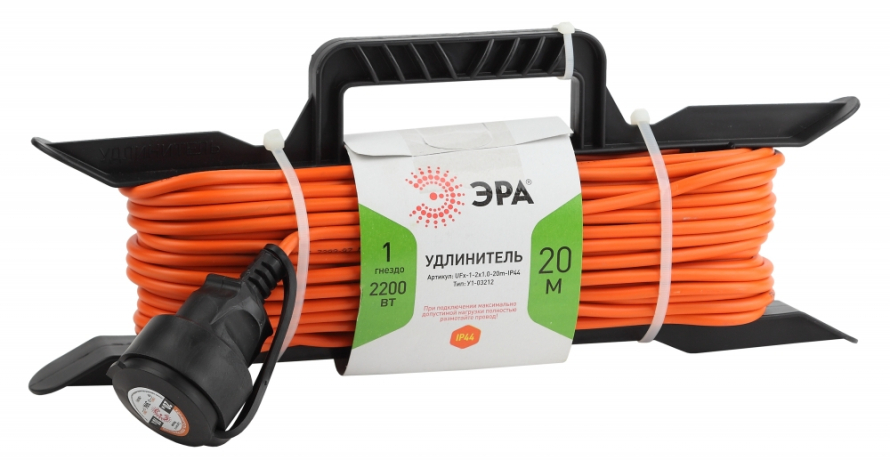 Удлинитель силовой ЭРА -1-2x1.0-20m-IP44 228458