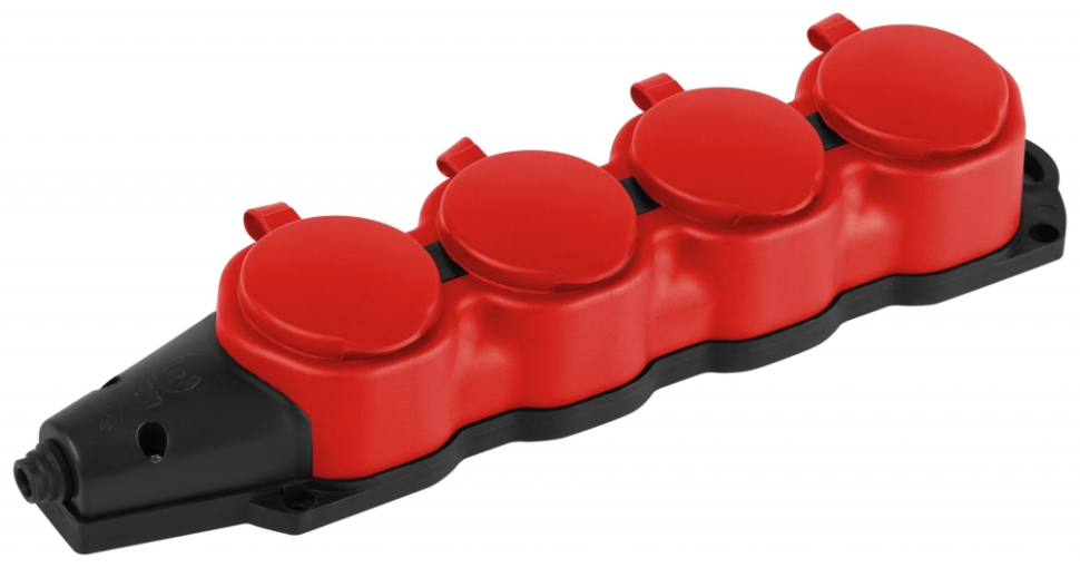 Колодка ЭРА KX-4e-RED-IP44 каучуковая с заземлением 4 розетки 16A IP44 красная Б0068456 676₽