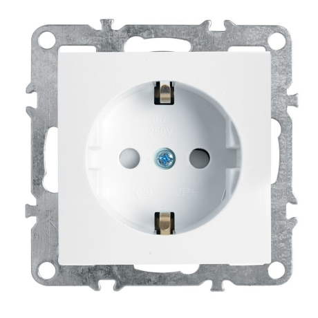 Нарушена упаковка!  <315880> Розетка с защитной шторкой (белый) Эрна Stekker PST16-9110-01 39317