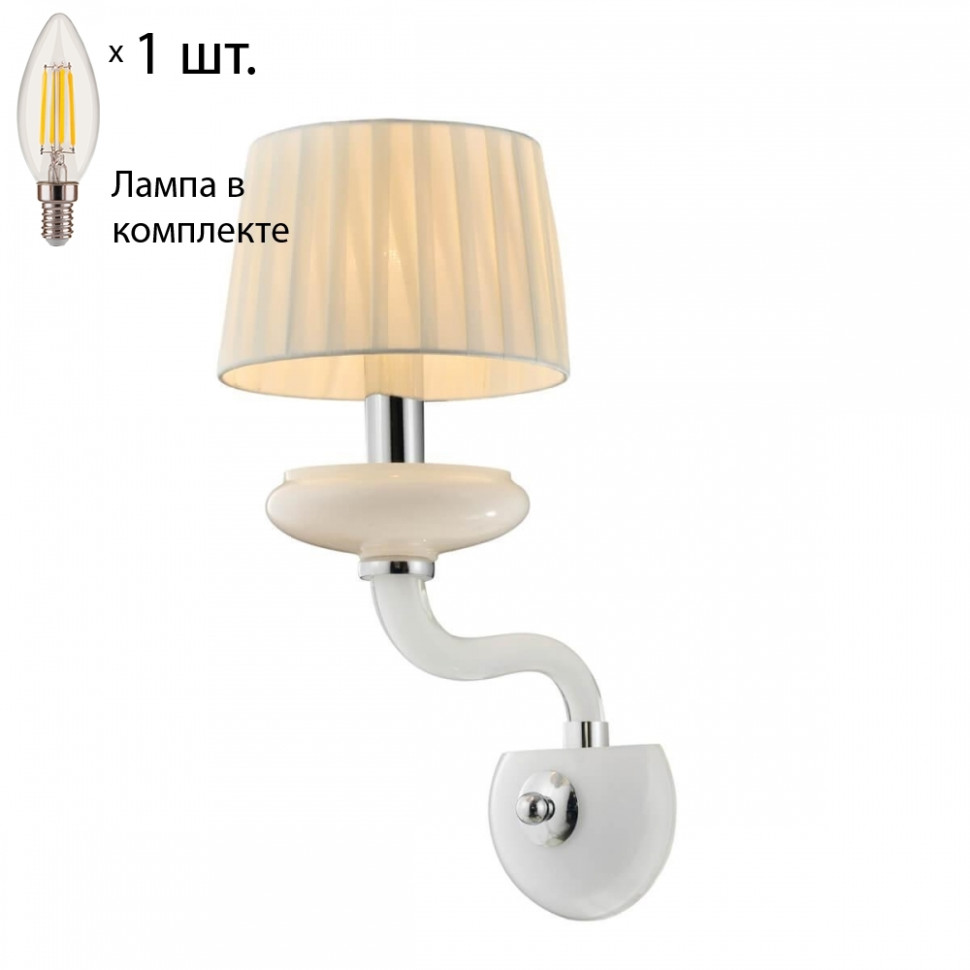 Бра с лампочкой Omnilux OML-86001-01+Lamps, цвет белый+хром OML-86001-01+Lamps - фото 1