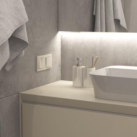 Выключатель двухклавишный без рамки Werkel айвори матовый W1120062