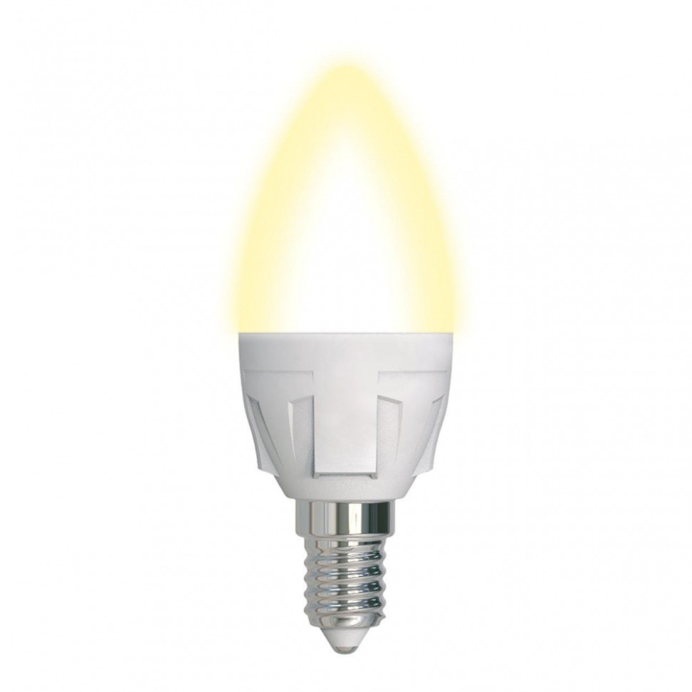 Диммируемая светодиодная лампа E14 7W 3000K (теплый) Uniel LED-C37 7W-3000K-E14-FR-DIM PLP01WH (UL-00004296), цвет серый