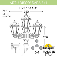 K22.158.S31.AXF1R Фонарный столб Fumagalli ARTU BISSO/Saba 3+1