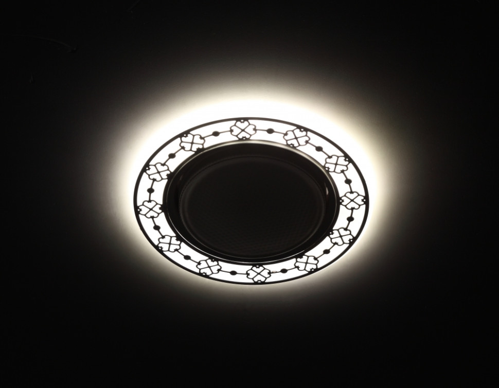 Точечный встраиваемый светильник cо светодиодной подсветкой ЭРА DK LD28 WH/BK Б0037390, цвет черный - фото 2