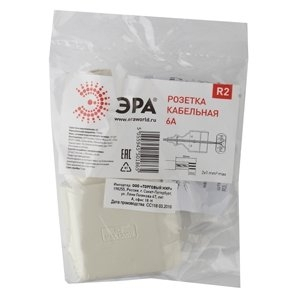 R2 Розетка кабельная б/з 6A прямой ввод белая Эра 168119