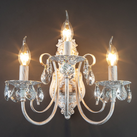 3305/3 Настенное бра Eurosvet белый с золотом/прозрачный хрусталь Strotskis 