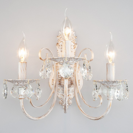 Бра Eurosvet Alda 3305/3 белый с золотом/прозрачный хрусталь Strotskis