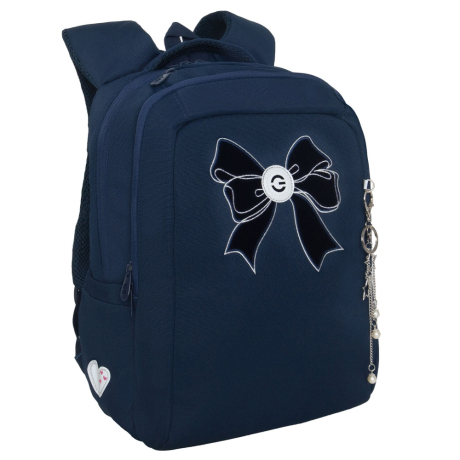 Нарушена упаковка!  <796755> Рюкзак GRIZZLY школьный, анатомическая спинка, 2 отделения, для девочек, "VELVET BOW", 39х26х17 см, RG-566-5/2 (274201)