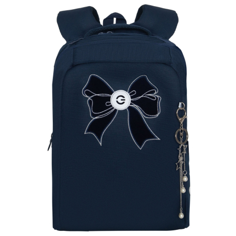 Нарушена упаковка!  <796755> Рюкзак GRIZZLY школьный, анатомическая спинка, 2 отделения, для девочек, "VELVET BOW", 39х26х17 см, RG-566-5/2 (274201)