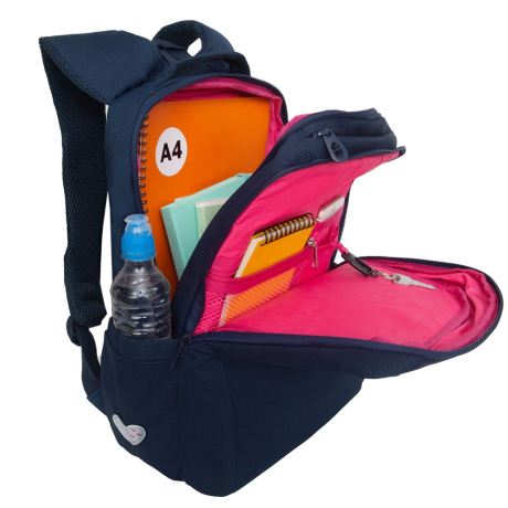 Нарушена упаковка!  <796755> Рюкзак GRIZZLY школьный, анатомическая спинка, 2 отделения, для девочек, "VELVET BOW", 39х26х17 см, RG-566-5/2 (274201)