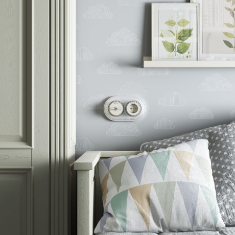 Выключатель двухклавишный с корпусом Werkel Vintage (слоновая кость матовый/хром) W5822055