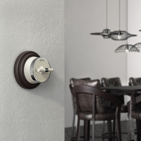 Выключатель двухклавишный с корпусом Werkel Vintage (слоновая кость матовый/хром) W5822055