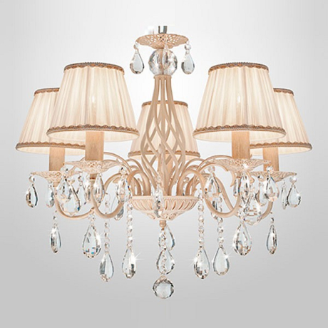 Подвесная люстра Eurosvet Amelia 10054/5 белый с золотом/прозрачный хрусталь Strotskis 