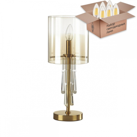 Настольная лампа Odeon Nicole с лампочкой 4886/1T+Lamps E14 Свеча 
