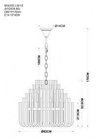 Люстра подвесная с лампочками DIVINARE 6043/02 LM-10+Lamps