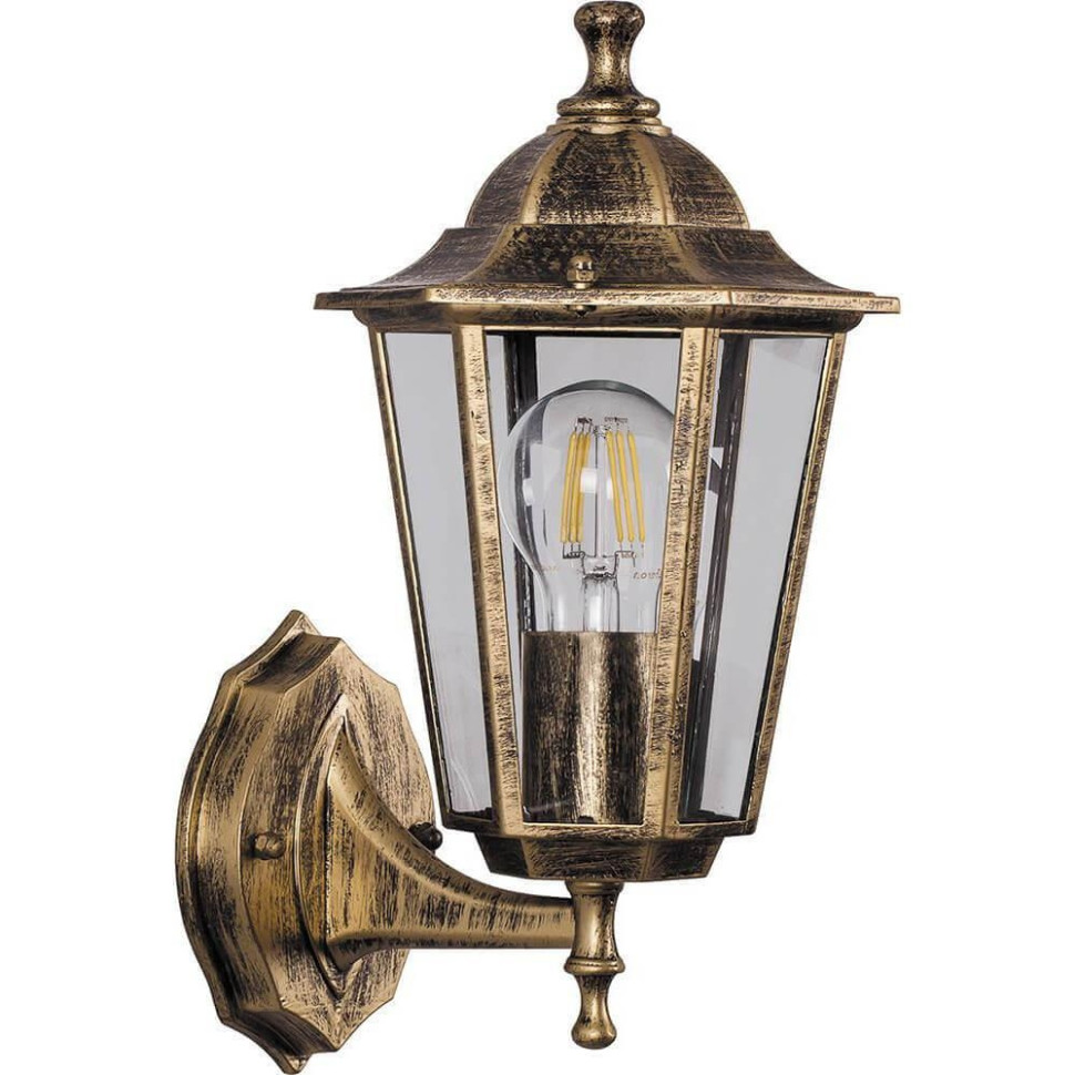 Cадово-парковый настенный светильник Классика Feron 6101 (11125), цвет черное золото - фото 1