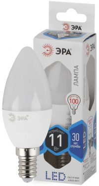 Витринный образец!  <162953> Лампа светодиодная ЭРА E14 11W 4000K матовая LED B35-11W-840-E14 Б0032982