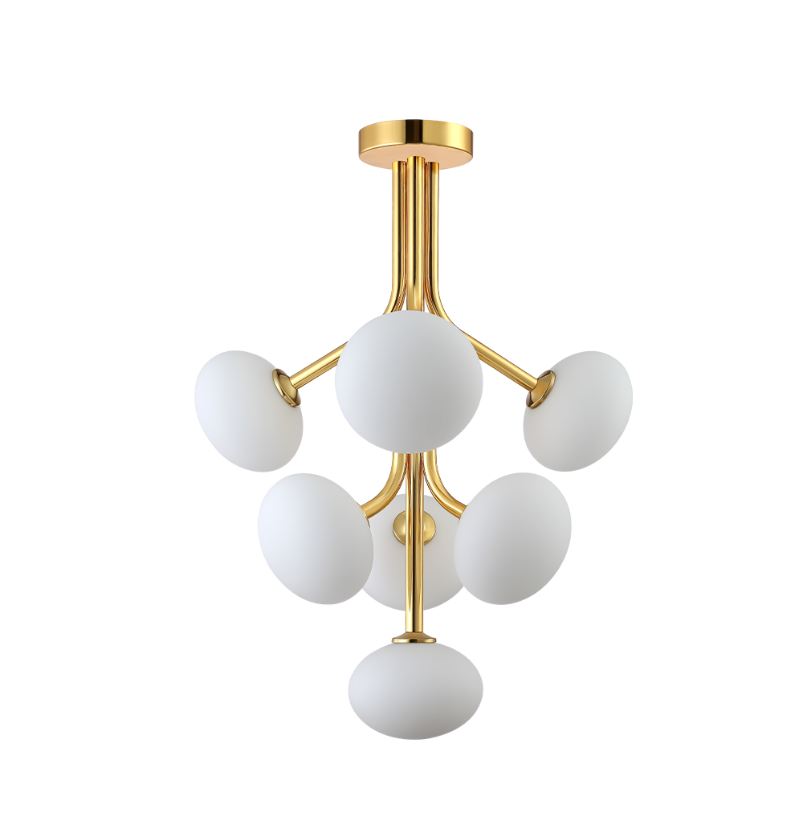 Потолочная люстра с лампочками CRYSTAL LUX ALICIA SP7 GOLD/WHITE+Lamps, цвет золото ALICIA SP7 GOLD/WHITE+Lamps - фото 1