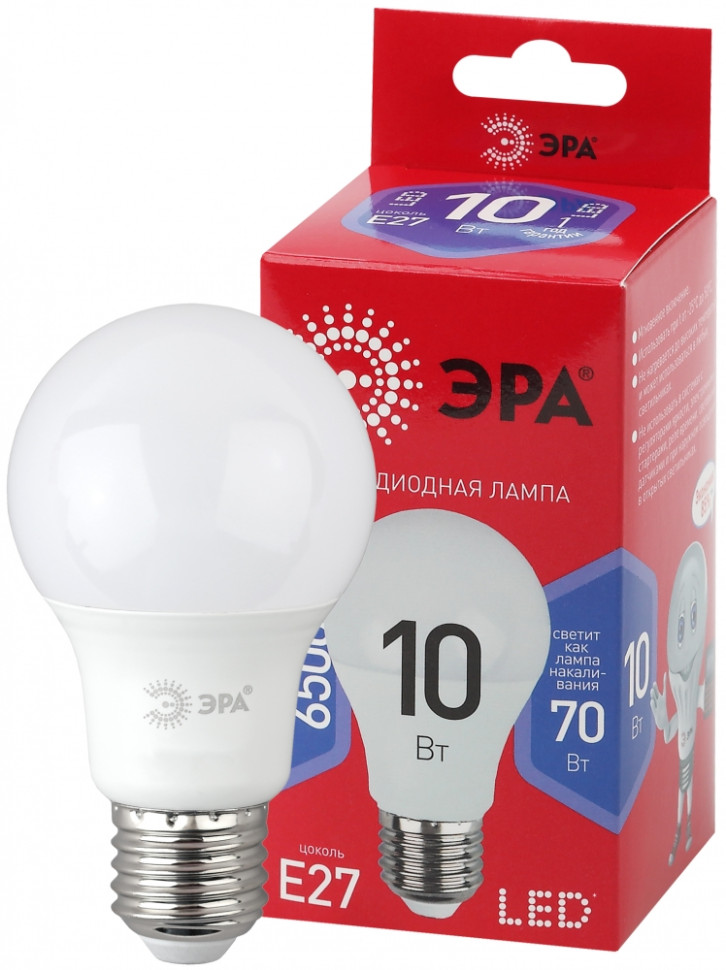 Светодиодная лампа E27 10W 6500К (холодный) Эра LED A60-10W-865-E27 R (Б0045324) - фото 1