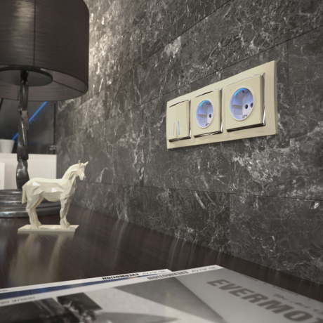 Розетка с заземлением с подсветкой, без рамки Werkel слоновая кость W1171403