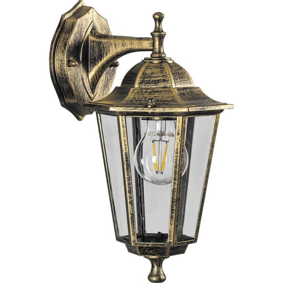Cадово-парковый настенный светильник Классика Feron 6102 (11127), цвет черное золото - фото 1