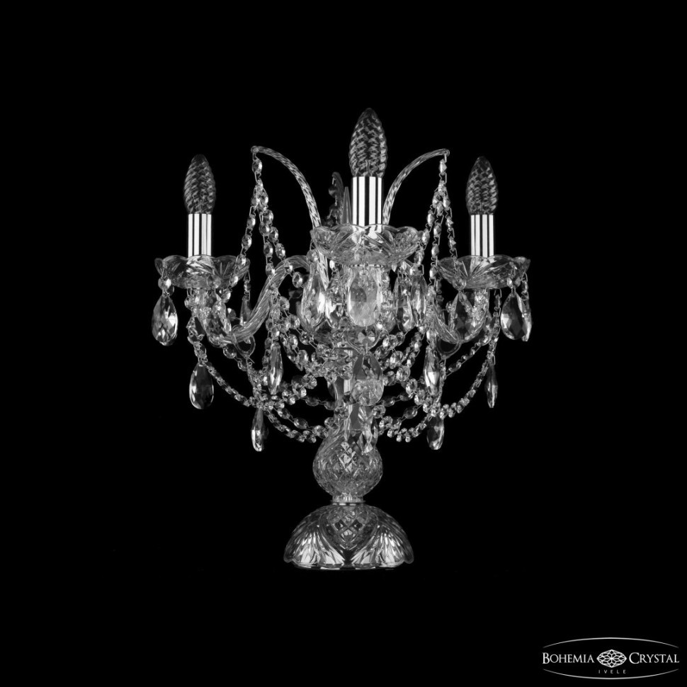 Настольная лампа Bohemia Ivele Crystal 1411 1411L/3/141-39 Ni, цвет никель 1411L/3/141-39 Ni - фото 1
