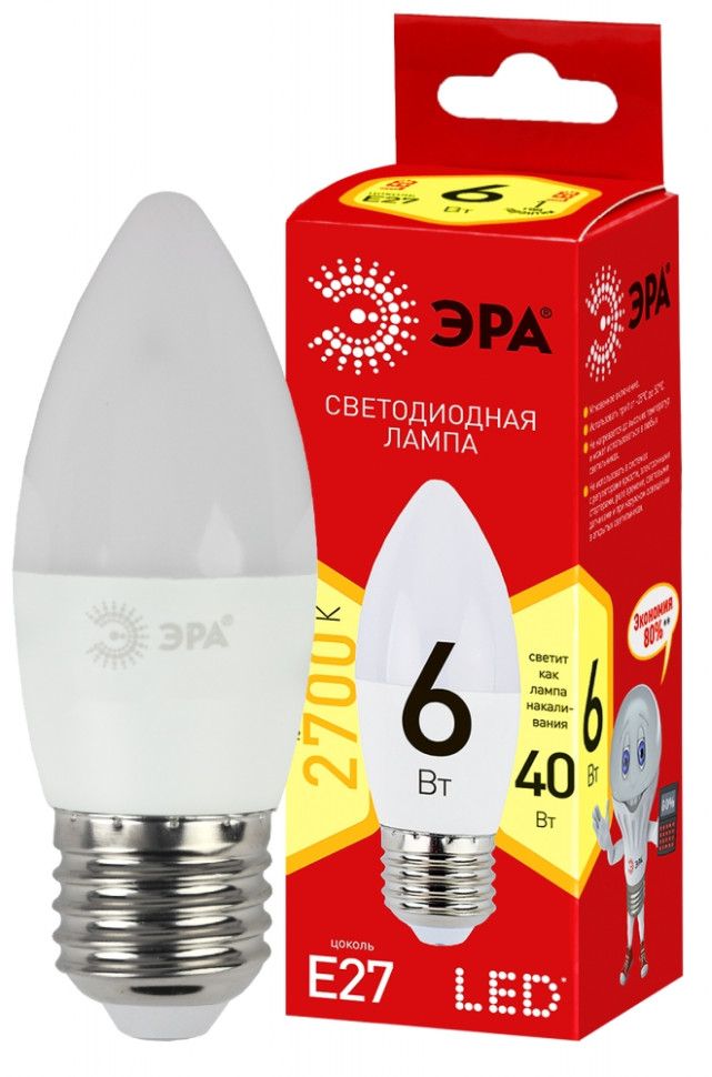 Светодиодная лампа E27 6W 4000К (белый) Эра ECO LED B35-6W-827-E27 (Б0020620) - фото 4